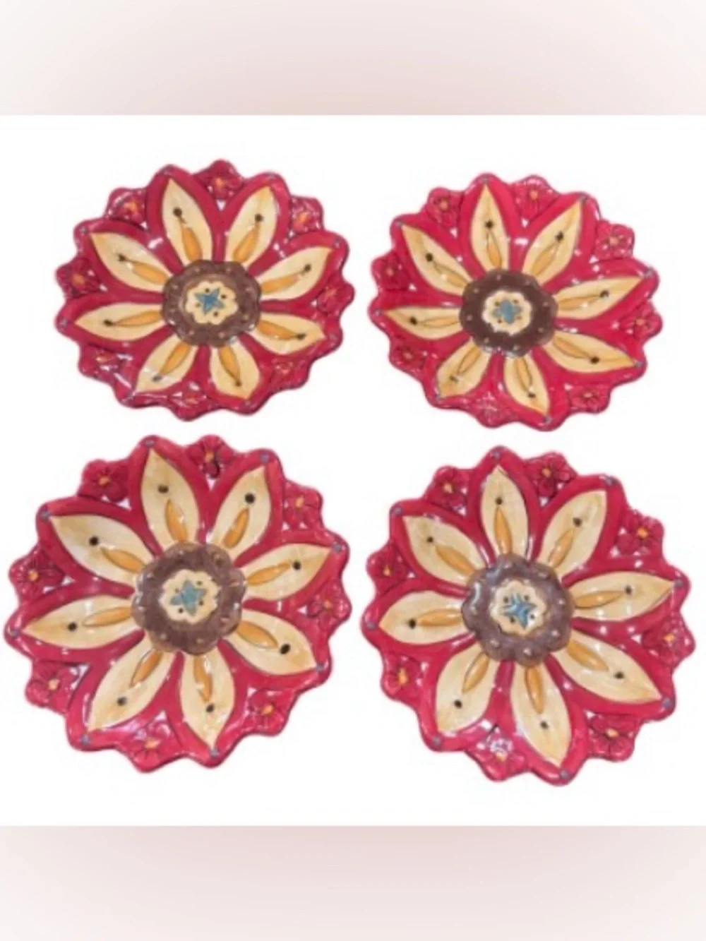Pier 1  Earthenware Plate - Carynthum pattern  set of 4